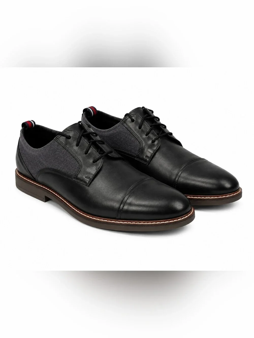 Ben Sherman Birk Cap Toe Oxford Leather Dress Shoes Black 9 Wedding Office Mod